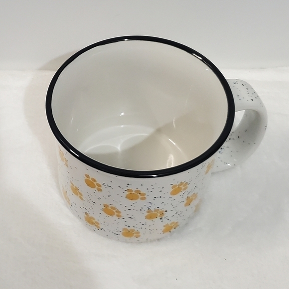 𝅺SPECKLED Animal Paw Prints White Navy Blue Yellow Coffee Cup Mug 12 Oz - Picture 7 of 10